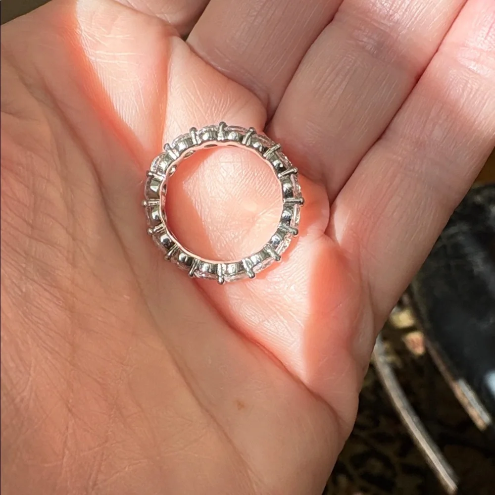Elegant Size 7 Eternity Ring CZ In Sterling Silver - Picture 3 of 3
